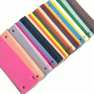 Blank Leather Tag, Rectangle Shape, Leather Rectangle Tag with Holes, 3 Sizes, Mixed Colors, Blank Leather Tag for Knitting, Leather Cow Tag