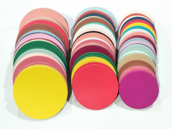 Leather Circles, Blank Leather Circle, 15 Sizes, Mixed Colors, Leather Round, Blank Circle Tag, Blank Leather Circle for DIY.
