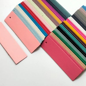 Rectangle Shape, Blank Leather Rectangle, 13/16&quot;x2 3/4&quot; (20 mm.x70 mm.), Mixed Colors, Rectangle Tag, Genuine Leather, Blank Leather Tag.