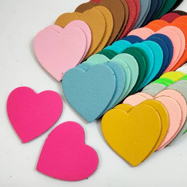 Heart Shape, Blank Leather Heart, 6 Sizes, Mixed Colors, Heart Die Cut, Heart Tag, Blank Leather Heart for DIY Projects.