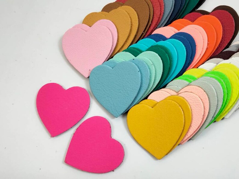 Heart Shape, Blank Leather Heart, 6 Sizes, Mixed Colors, Heart Die Cut