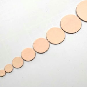 Circle Shape, Blank Leather Circle, 13 Sizes, Vegetable Tanned Leather, Leather Round, Circle Tag, Blank Leather Circle for DIY.