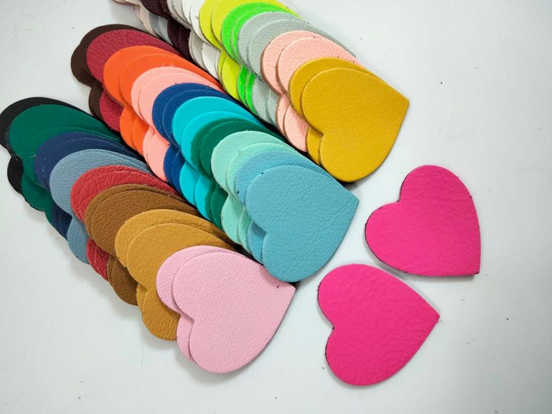 Heart Shape, Blank Leather Heart, 6 Sizes, Mixed Colors, Heart Die Cut