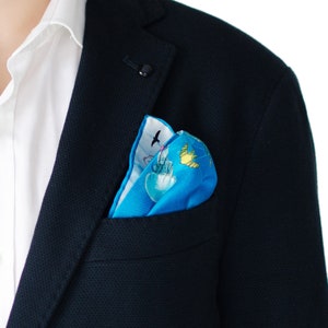 Designer Silk Pocket Square / Regalo per lui / Regalo festivo / Blu / Blu scuro