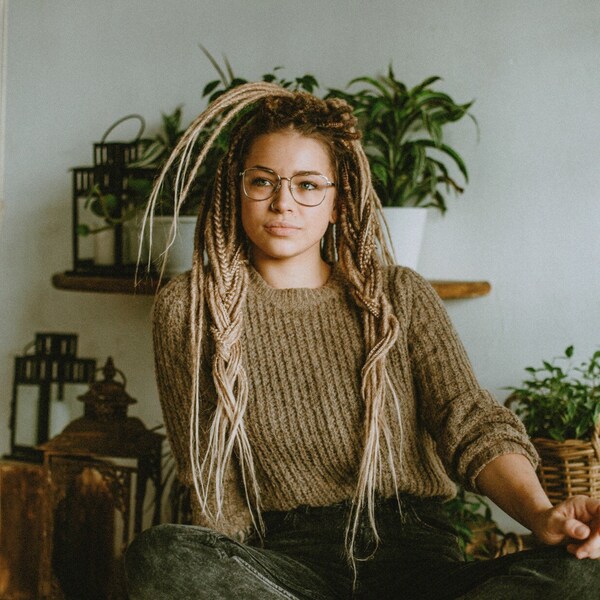 Light brown ombre boho synthetic double ended dreadlocks