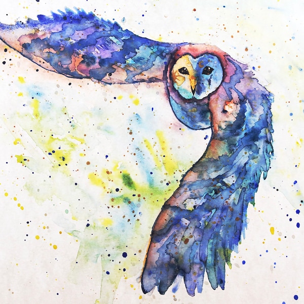 Watercolor Owl, Giclee Print, Large Wall Art