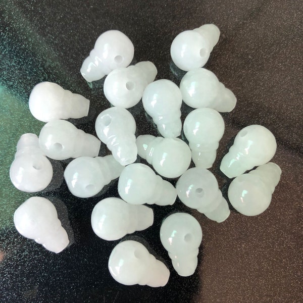 2pc Natural Untreated White Nephrite Guru Beads,3 Holes Beads,Mala Bead,Size 12mm