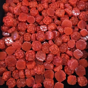1pc Natural Untreated Nanhong Agate Peony Charms,3d Carved Peony Pedants,Size16-20mm