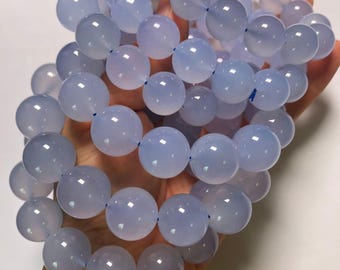 14-16 mm natuurlijke onbehandelde blauwe chalcedoon edelsteenkralen, ronde en losse kraal, 7 inch halve streng