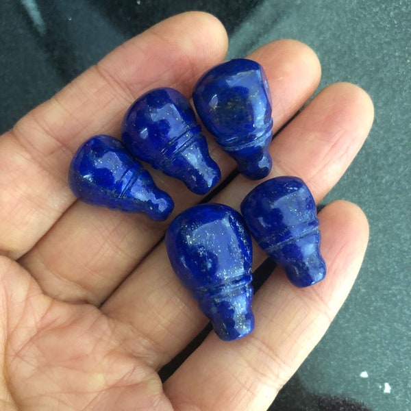 14mm Natural Lapis Guru Beads,3 Holes Beads,Blue Lapis Guru,Japa Mala Making