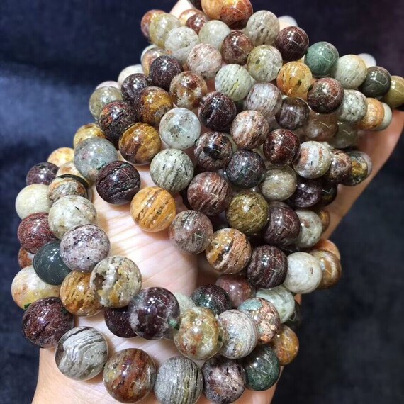 GardenQuartz × RainbowMoonstonenecklace 11-12mm Natural Multi Color Lace Phantom Quartz,rainbow Lodolite