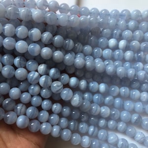 6-8mm Natual Blue Lace Agate Beads,Round Loose Bead,15 Inches Full Strand