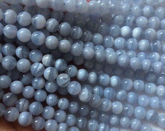 AAA天然ブルーレースアゲートビーズ 4mm 6mm 8mm 10mm ラウンドビーズ