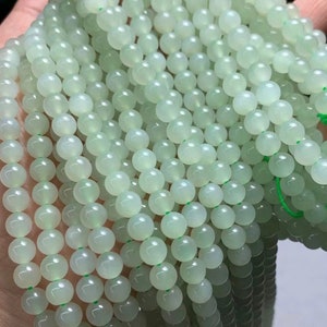6mm Natural Untreated Green Nephrite Beads,Round Loose Beads,15 Inches Full Strands