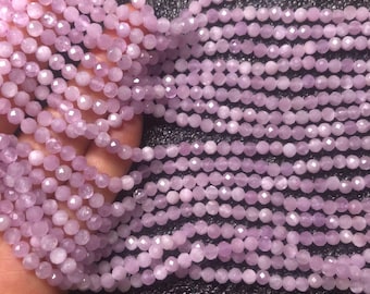 4 mm natuurlijke gefacetteerde lila kunzietkralen, violetpaars spodumeen, 15 inch streng