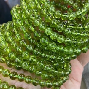 5-6mm Natural Untreated Peridot Olivine Gemstone Beads,Round Loose Bead,7.5 Inches Half Strand