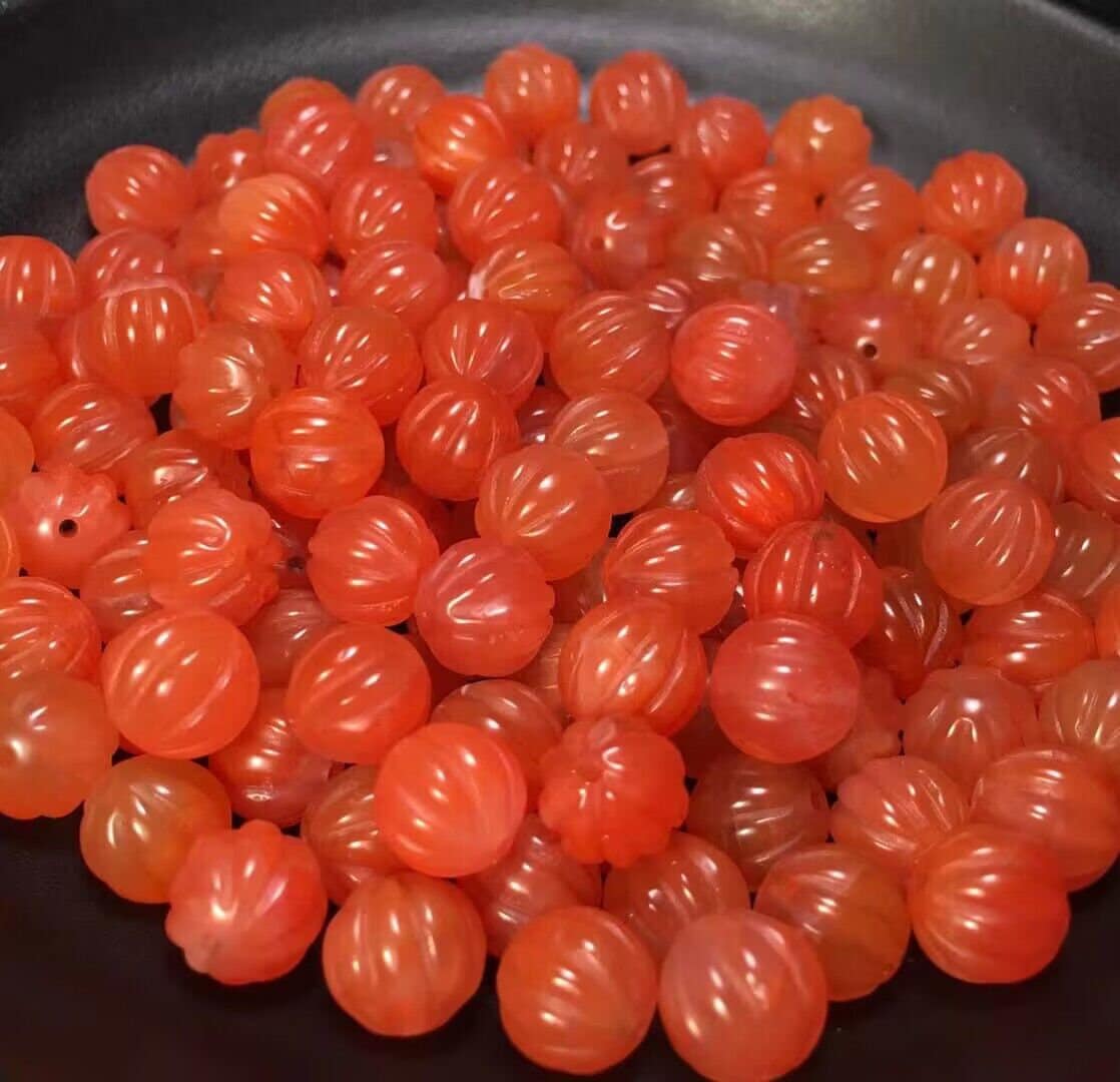 2 Stück natürliche unbehandelte Kürbis Perlen, orange-rote Kürbis Perlen, Size 8-9 mm