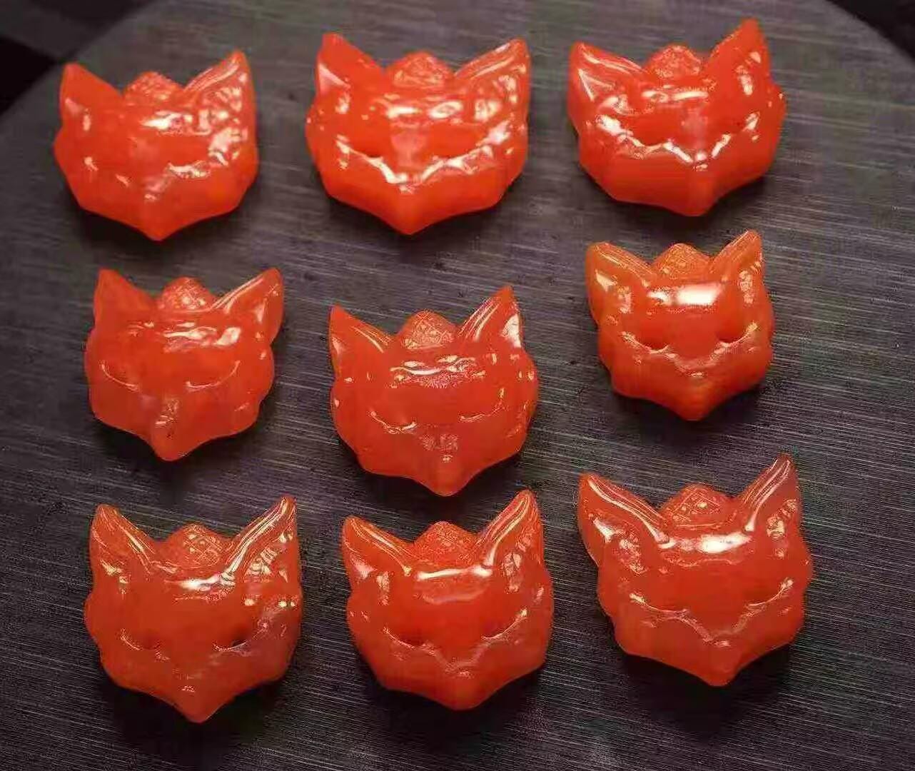 1pc Natural Untreated Nanhong Agate Fox Charms,3d Carved Fox