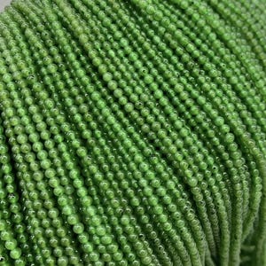 3mm Natural Green Nephrite Beads,Round Loose Bead,With Black Dots,158 Rosary Beads