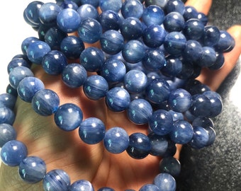 8mm Natural Kyanite Gemstone,Blue Flash Grade Aaa,Round Loose Beads,7 Inches Half Strands{22-23Beads}