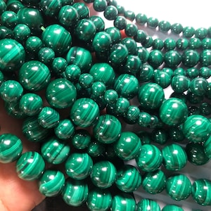 12mm Natural Malachite Gemstone Beads,Round Loose Beads,15 Inches Full Strand