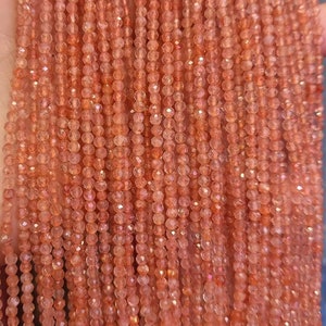 3mm Natural Golden Sunstone Gemstone Beads,Micro Faceted,15 Inches Full Strand
