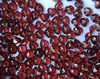 10pc Natural Red Garnet Heart Cabochons,Size 6mm