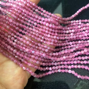 3mm Natural Pink Tourmaline Gemstone Beads,AAAAA,Micro Faceted ,15 Inches Full Strand