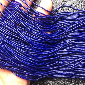 1mm Natural Lapis Tube Bead,Very Tiny,Golden Pyrite lapis Heishi,15 Inch Strand
