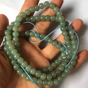 6x7mm Natural Untreated Blueish Green Nephrite,Barrel Beads,108 Beads Nephrite Malas