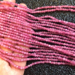 2.5mm Faceted Pink Tourmaline Beads,AAAAA Grade,Cube,Dice,15 Inch Strand