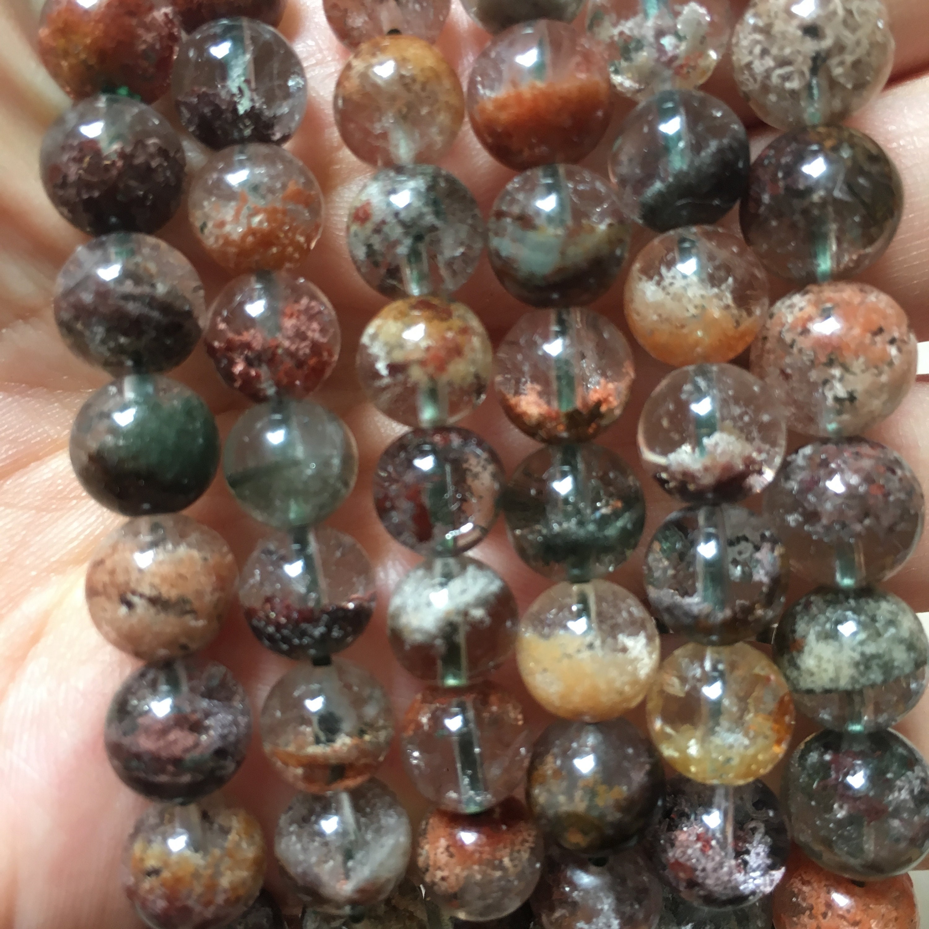 8mm Natural Raibow Iodolite QuartzGarden Quartz BeadsPhantom Etsy