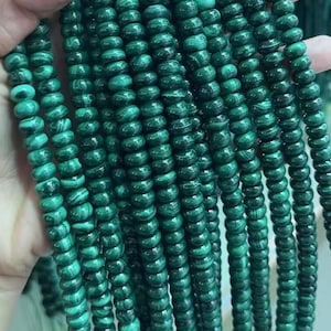 4x8mm Natural Green Malachite Bead Spacers,Malachite Spacers,15 Inches Full Strands