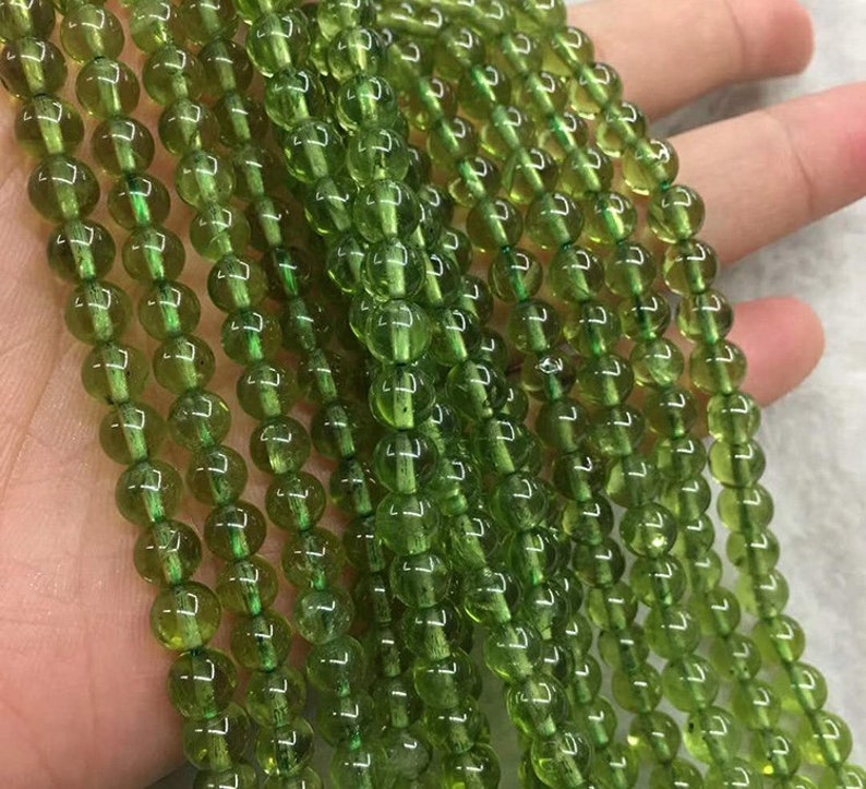 6mm Natural Untreated Peridot Olivine Gemstone Beads,Round Loose Bead,15 Inches Full Strand