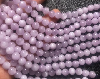 6mm Natural Chatoyant Lavender Kunzite Bead,Lilac Spodumene,15 Inch Strand
