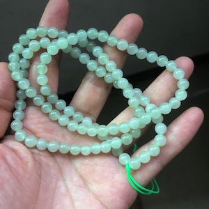 6mm Natural Untreated Green Nephrite Beads,Round Loose Beads,108 Beads Malas