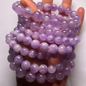 8-10mm Natural Untreated Lavender Amethyst,Cloudy Amethyst Stone,Round Loose Bead,7 Inches Half Strand