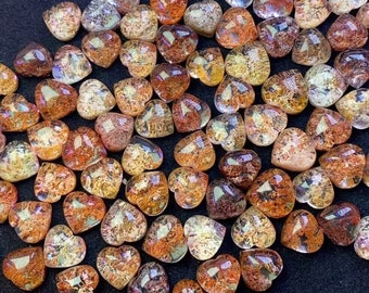 10 Stück Natürliche Lodolith Herz Cabochons, roter Phantomquarz, Garden Quarz Cabochons, Größe 12-14 mm