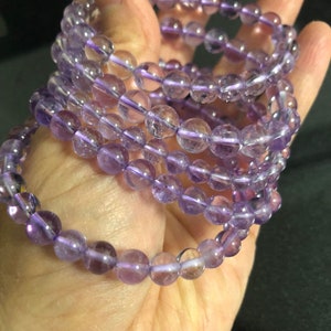 6mm Natural Transparent Lavender Amethyst Gemstone Beads,Round Loose Beads,7 Inches Half Strand