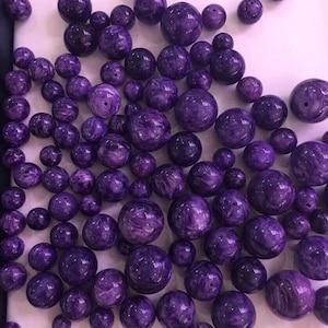 2pc Natural Purple Charoite Beads,Drilled Through Royal Charoite Gemstone,Round Loose Beads,Size12mm