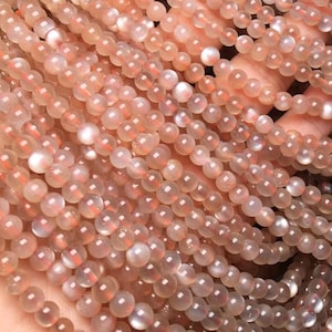 4mm Natural Orange Moonstone Beads,AAA,Round Loose Beads,15 Inches Full Strand