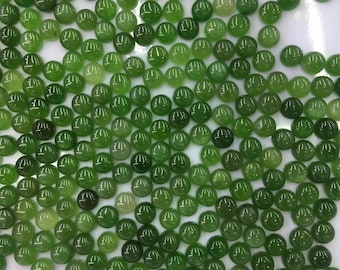 10pc Natural Green Nephrite Cabochons,Round,Flat Back Gemstone Cabs,Size6mm