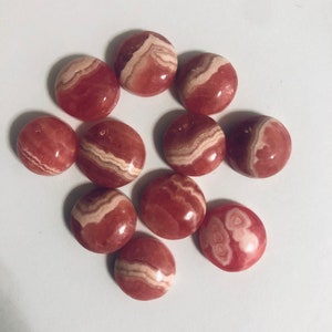 2pc Natural Untreated Rhodochrosite Round Cabochons,Flat Back Rhodochrosite Cabs,White Lace Rhodochrosite Ring Cabs,Size14-16mm