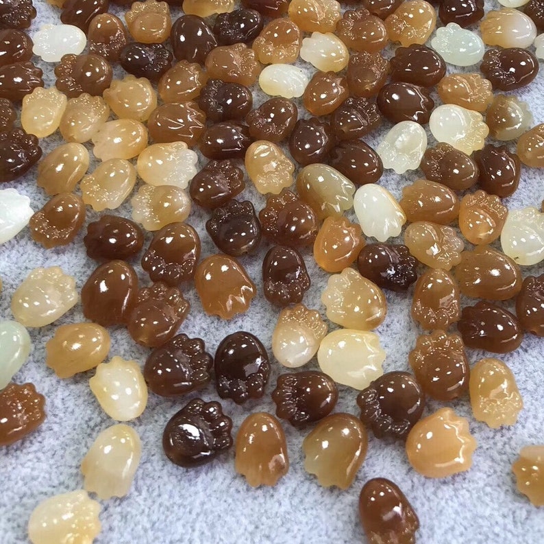 2Pc Natural Caramel Nephrite Cat Paw Charms,Dog Paw Charms,Bear Paw Pedants,Size 12x11mm
