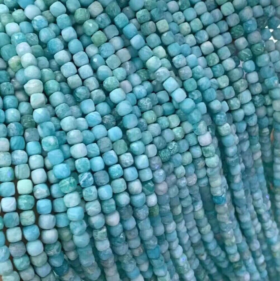 4mm Natural Faceted Blue Amazonite Bead,amazonite Dice Cube Beads,15 ...
