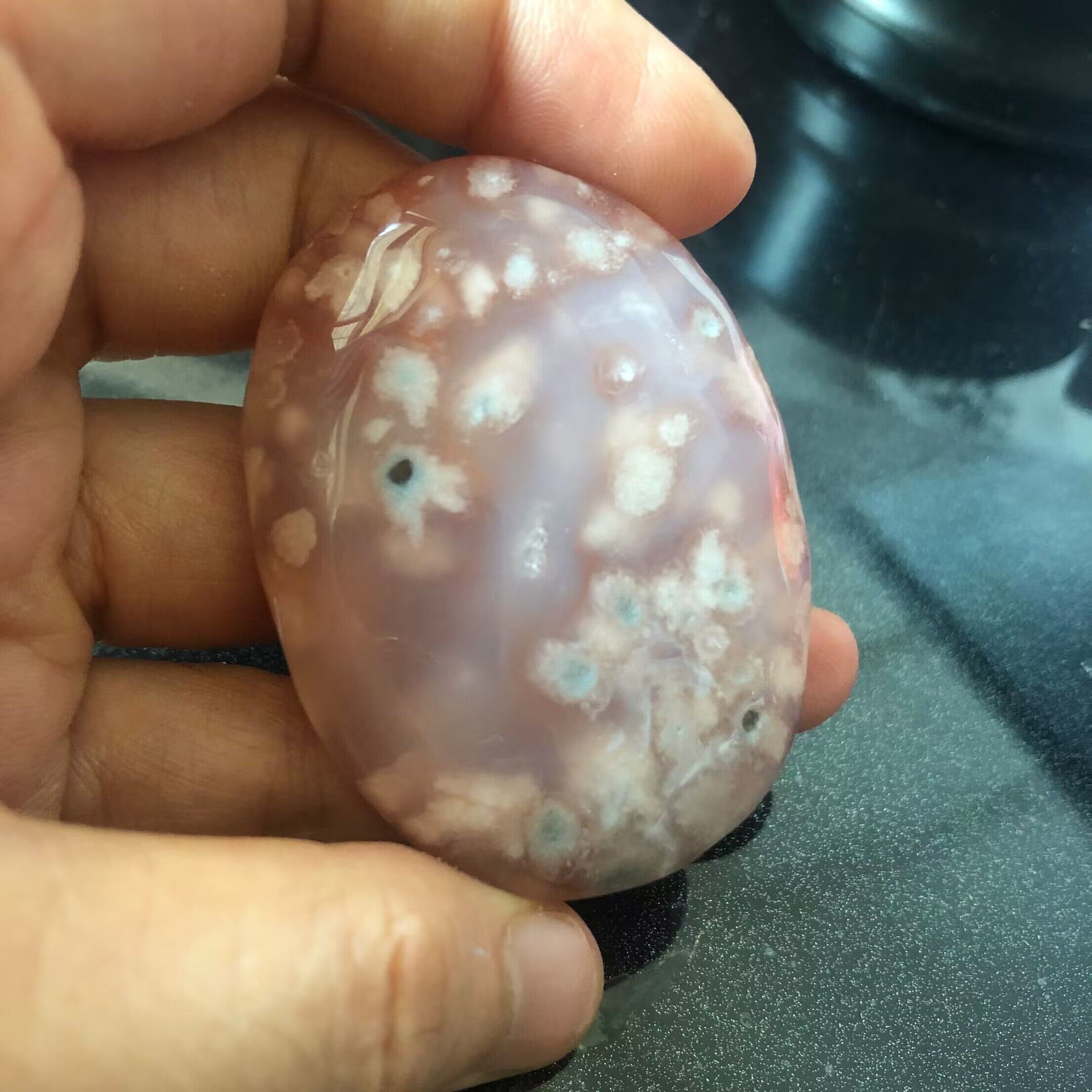 1pc Natural Flower Agate Charm,sakura Blossom Onyx Cabochon