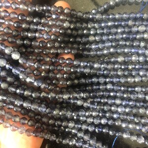 4mm Natural Blue Iolite Gemstone Beads,Dichroite Beads,Micro Faceted,15 Inches Full Strand
