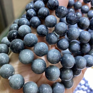 9mm Natural Black Hawk Eye Gemstone Beads,Tiger Eye Bead,Round Loose Bead,7 Inche Half Strand