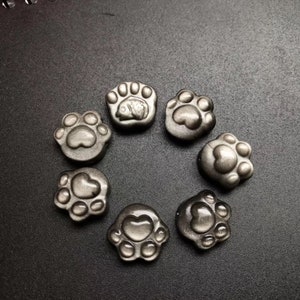 2pc Silver Sheen Obsidian Dog Paw Charms: 16x14mm Spacers