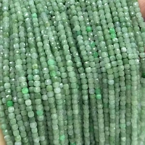 4 mm naturlig grön jadeit, gröna jade tärningskub fyrkantiga pärlor, 15 tum hela strängar